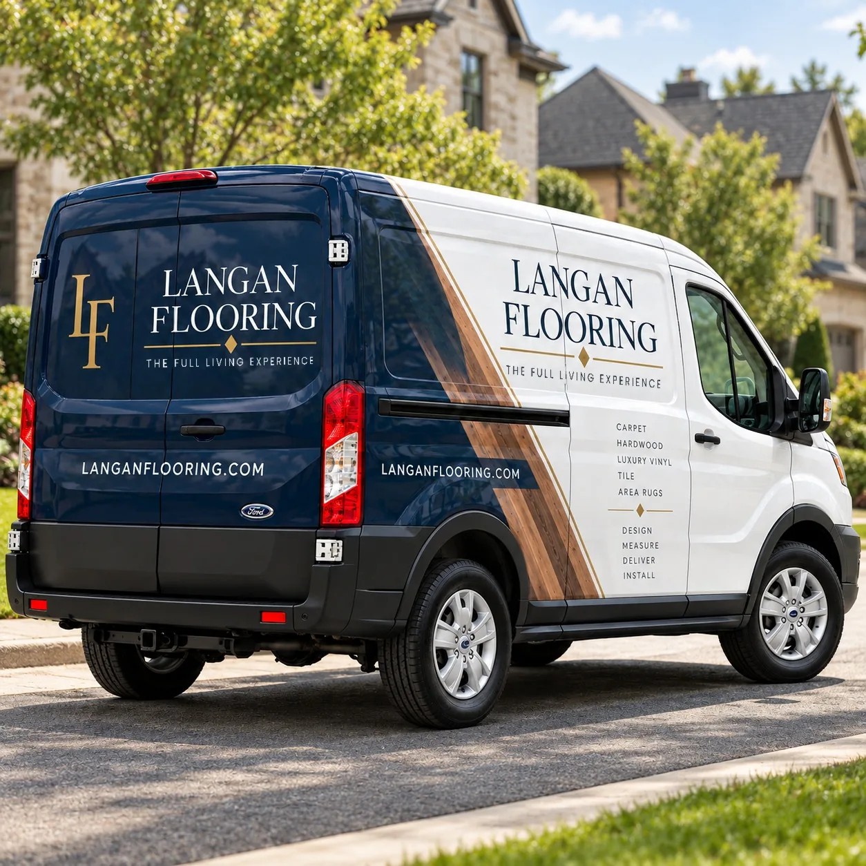 Langan Flooring mobile showroom van, rear view